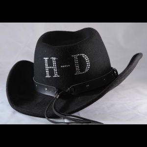 Black Harley Davidson cowgirl hat with bling